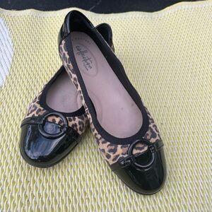 Clarks Ultimate Comfort Collection Leopard Print Flats with Black Accents